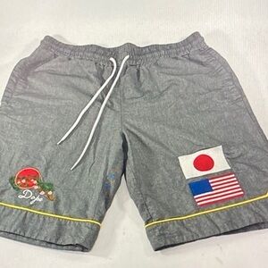 Gray Shorts with Flag Patches